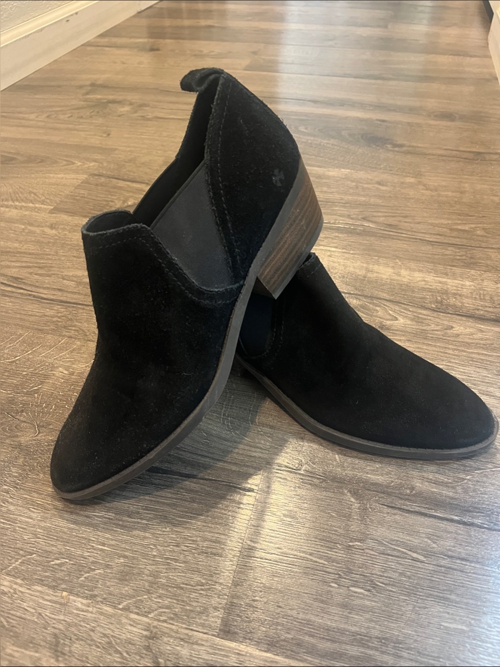 Lucky Brand Black Suede Chelsea Ankle Booties